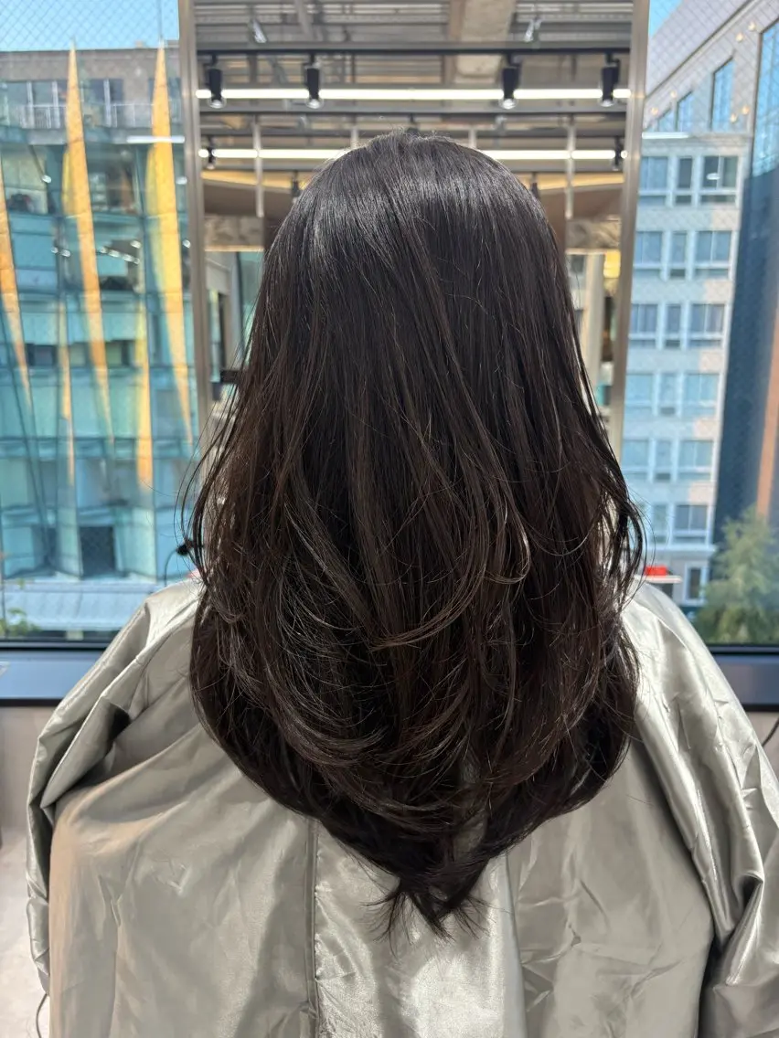 セミロング ハッシュカット ハイレイヤー 韓国風ヘア レイヤーカット カット Yuta✂︎ 韓国レイヤー🪽のヘアスタイル