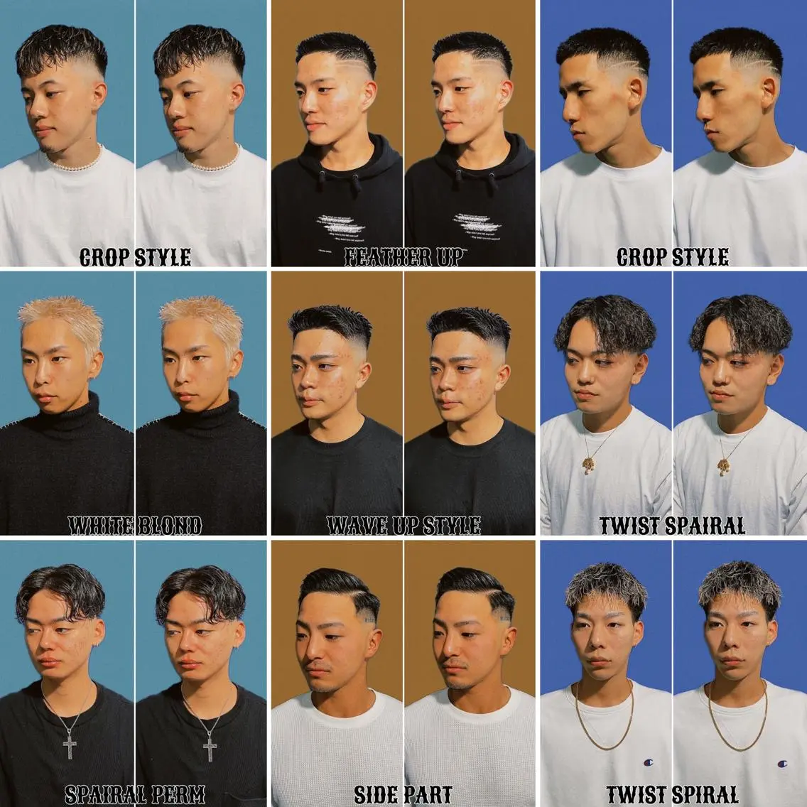 ショート カラー パーマ メンズ フェードカット メンズハイトーン メンズパーマ ハイトーンカラー &CREW スタッフのヘアスタイル