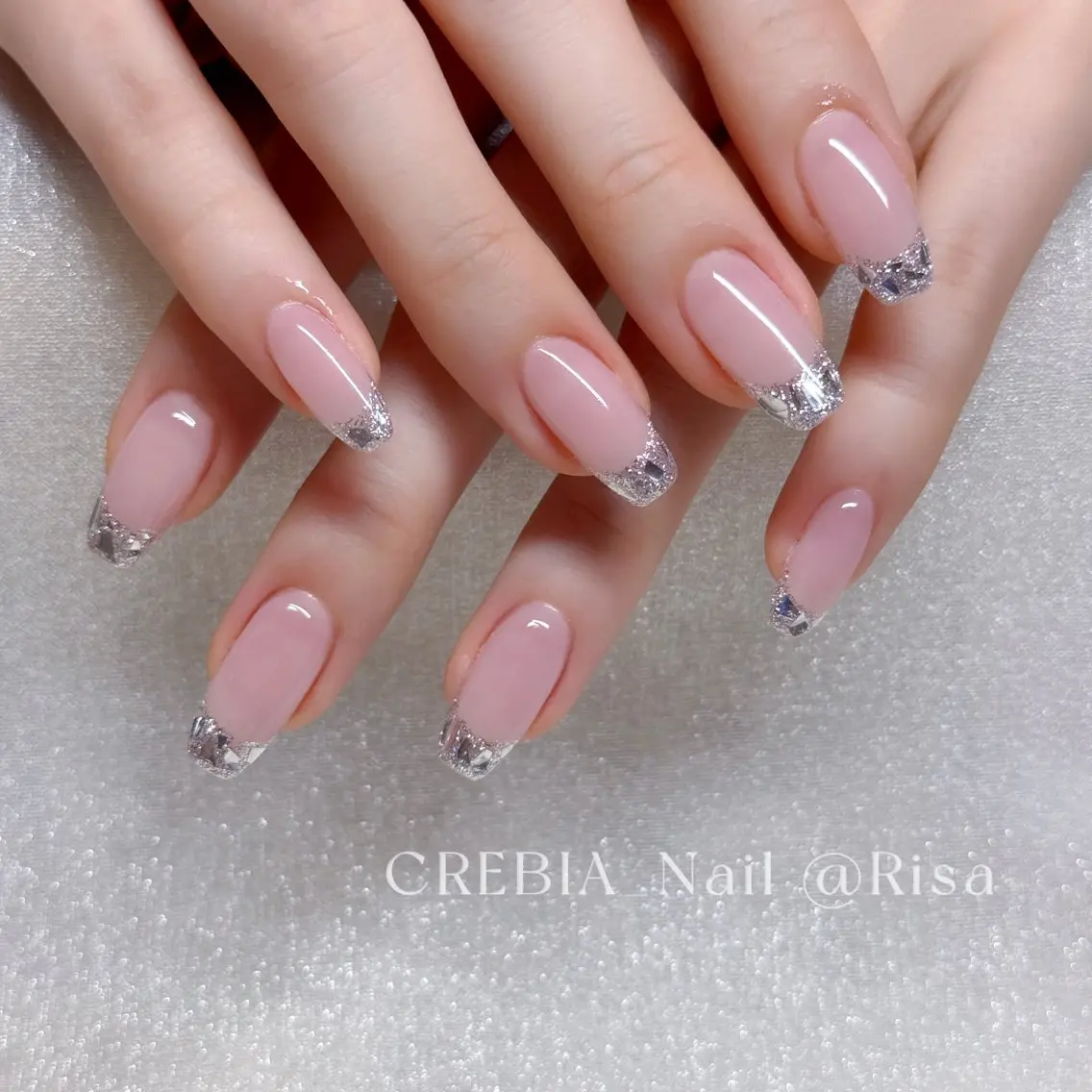 ネイル フレンチネイル ガラスフレンチ CREBIA Nailのネイルデザイン