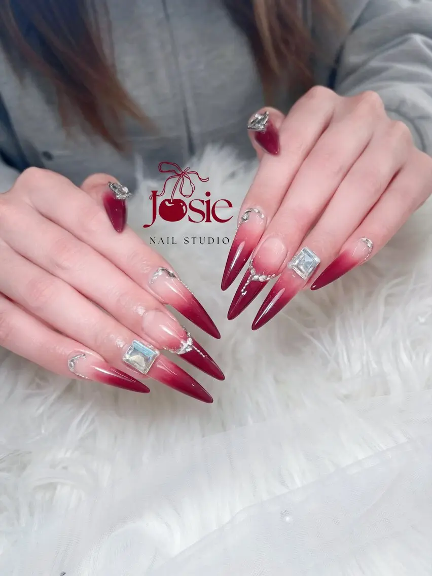 ネイル ブラウン 長さ出し キラキラネイル 韓国ネイル ロングネイル ハンドネイル JOSIE nail studioのネイルデザイン