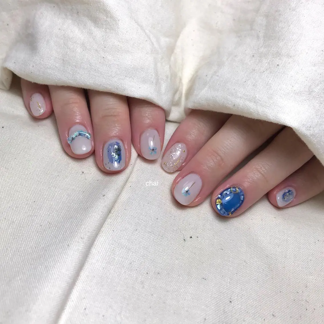 ネイル ブルー 夏ネイル ハンドネイル chai nail _ai📍鶴橋/桃谷のネイルデザイン