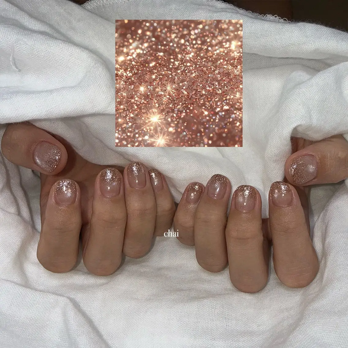 ネイル ブラウン クリアネイル フラッシュネイル ゴールド ラメ(グリッター) ハンドネイル chai nail +  eye📍鶴橋のネイルデザイン