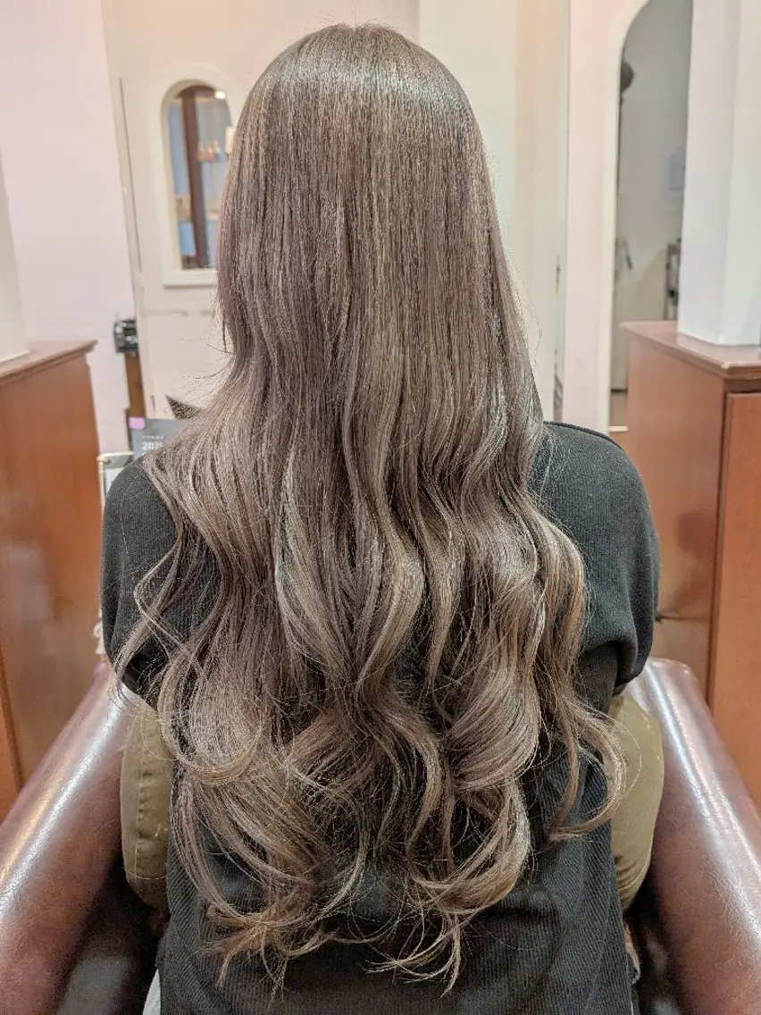 ロング カラー アッシュ ダブルカラー ヘアカラー ブランシェ勝川南口店 石原 あゆみのマツエク・マツパデザイン
