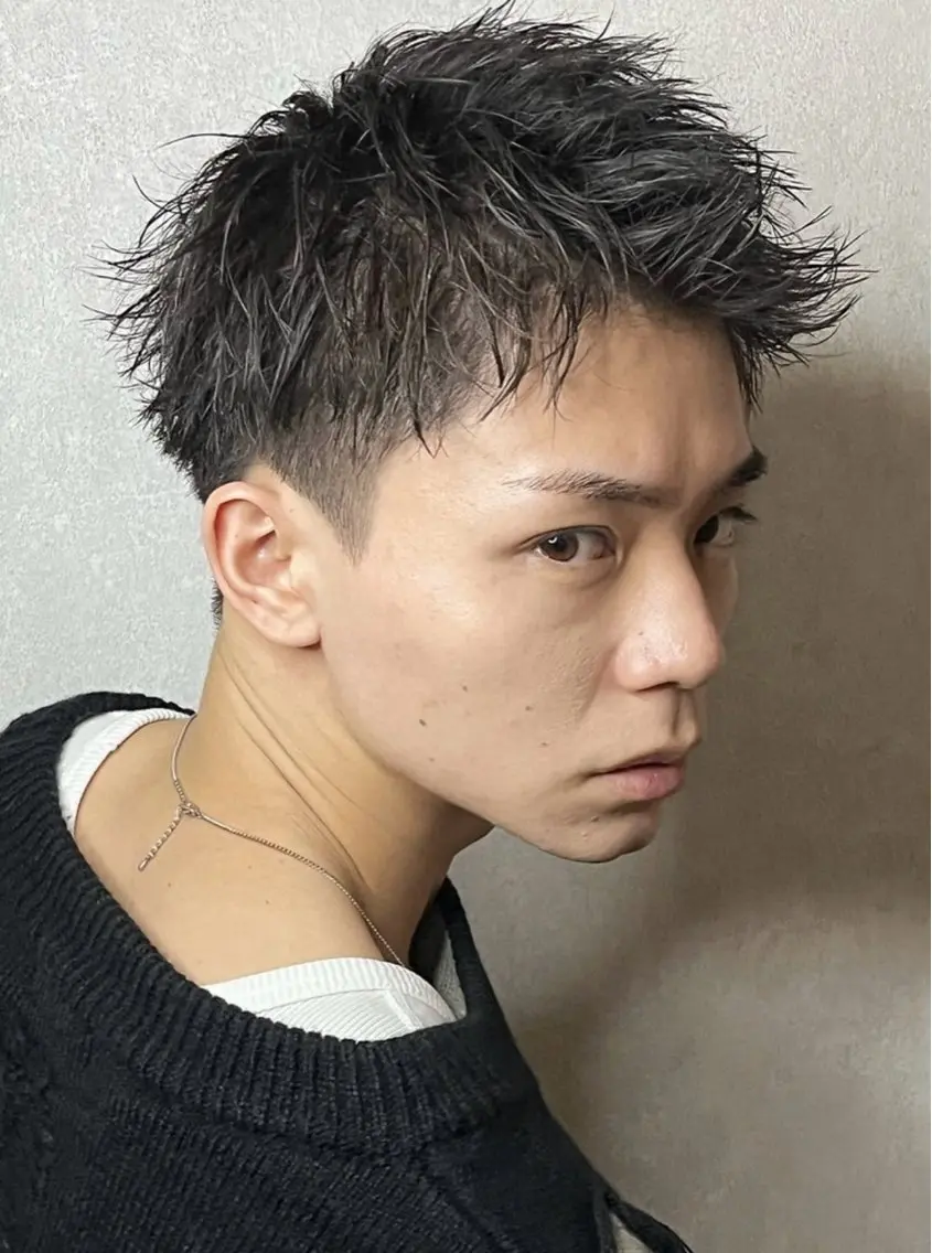 ショート カット メンズパーマ熊谷 フェザーパーマのヘアスタイル