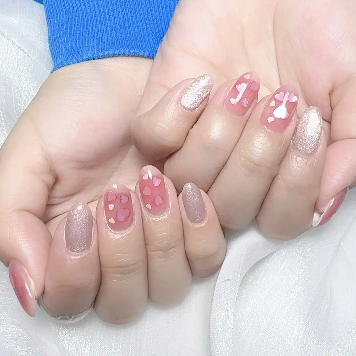メンズ ネイル メンズ韓国風 アートネイル オーロラネイル ガーリー キラキラネイル ハンドネイル Nail salon 木にいるのネイルデザイン