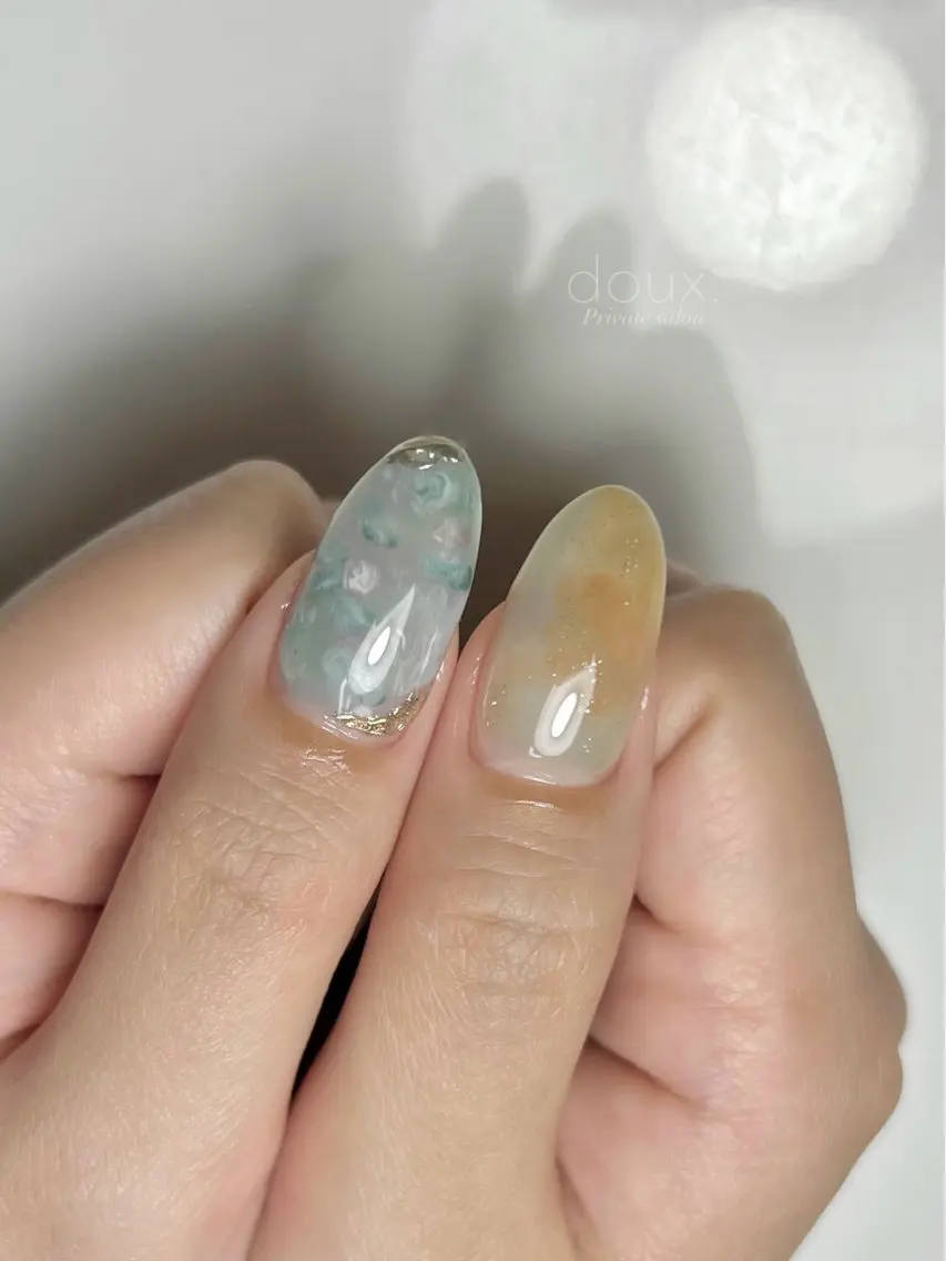 ネイル 韓国ネイル ミラーネイル 夏ネイル doux. nailのネイルデザイン