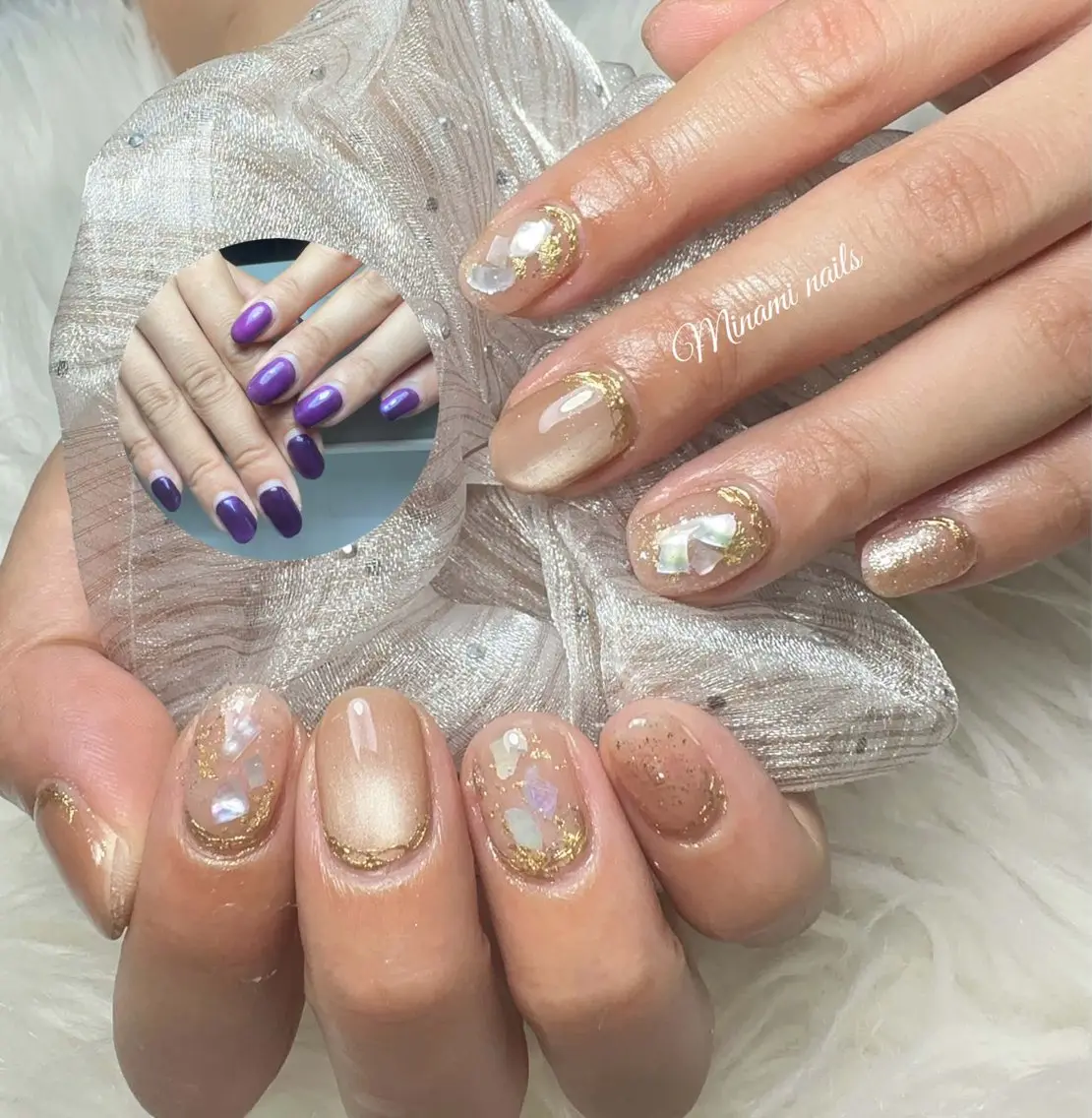 ネイル アートネイル オーロラネイル ガーリー キラキラネイル 韓国ネイル ハンドネイル Minami Nailsのネイルデザイン
