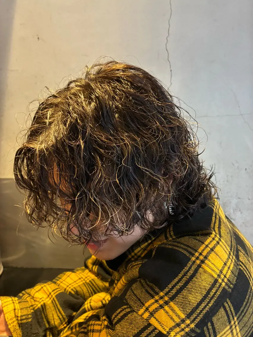 ミディアム パーマ メンズ カット パーマ トリートメント ヘアセット 垢抜けパーマ特化🌟 颯太のヘアスタイル