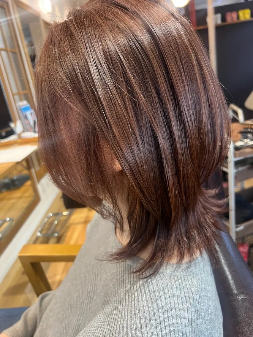 ミディアム カット 【南草津】髪質改善 ヘナカラー＆縮毛矯正のヘアスタイル