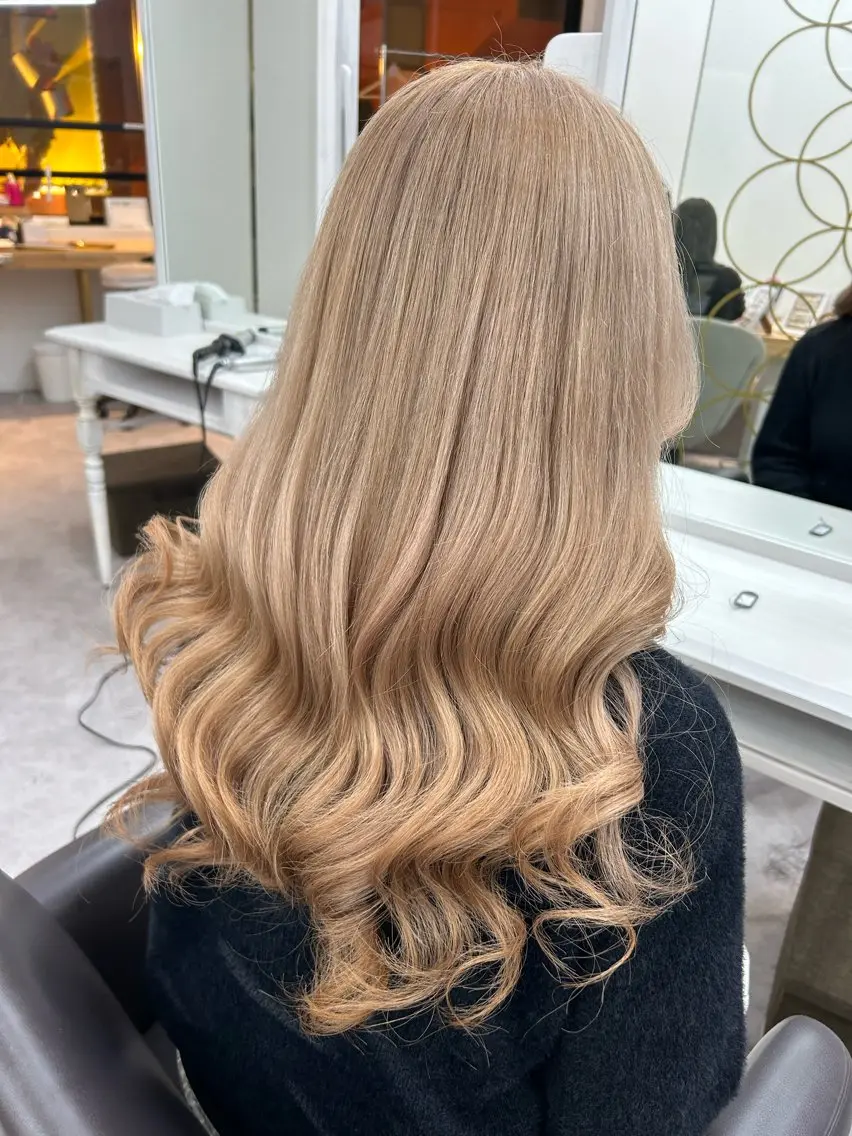 ロング カラー ヘアアレンジ シールエクステ バレイヤージュ ブリーチ ブロンド ダブルカラー レイヤー/エクステ alpha下妻のヘアスタイル