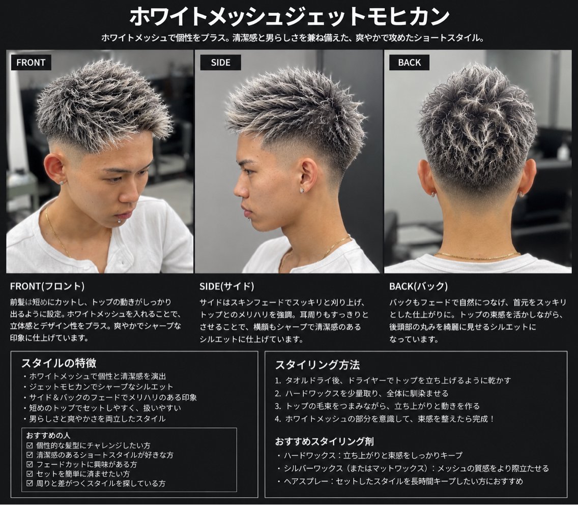 ショート カラー パーマ メンズ メンズメッシュ モヒカン メッシュ カット ヘアカラー 清藤 竜輝のヘアスタイル