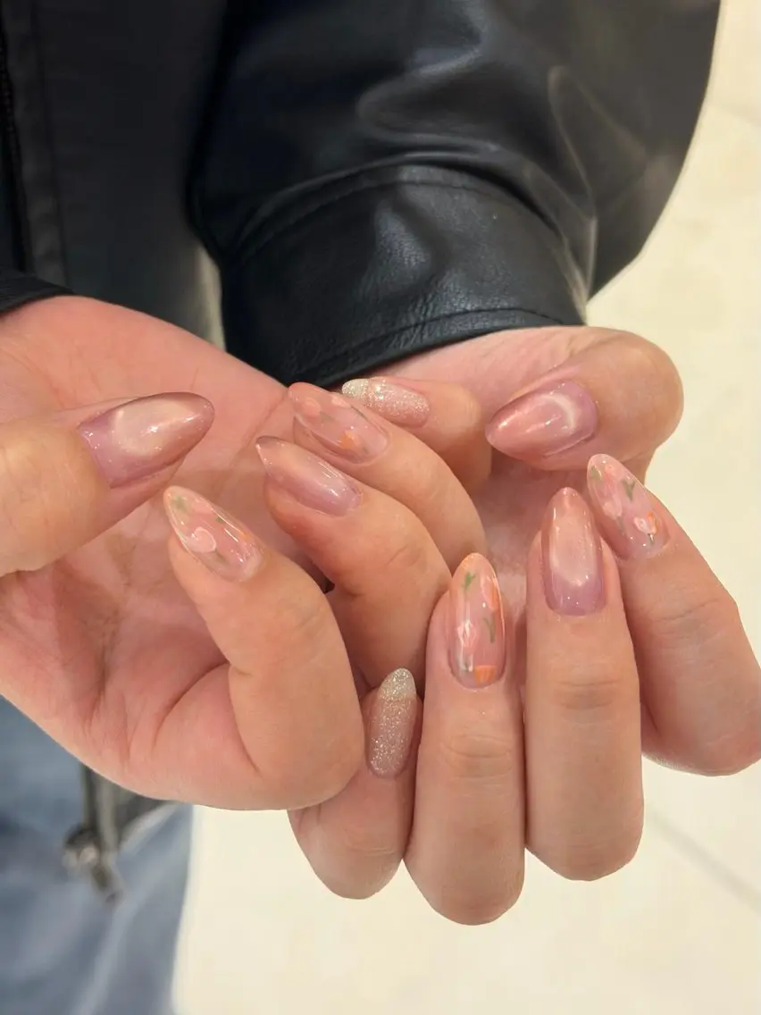 ネイル フラッシュネイル ニュアンスネイル 春ネイル eri mielのネイルデザイン