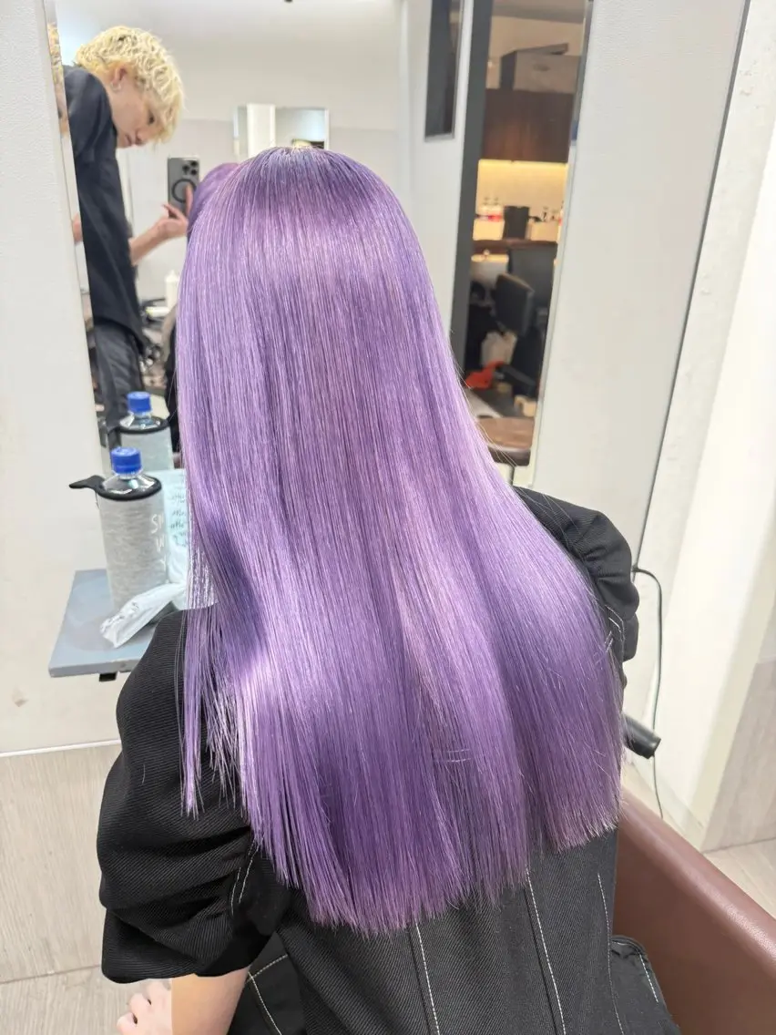 セミロング カラー ヘアカラー トリートメント ブリーチ/ミルクティ ーベージュ/天神大名のヘアスタイル