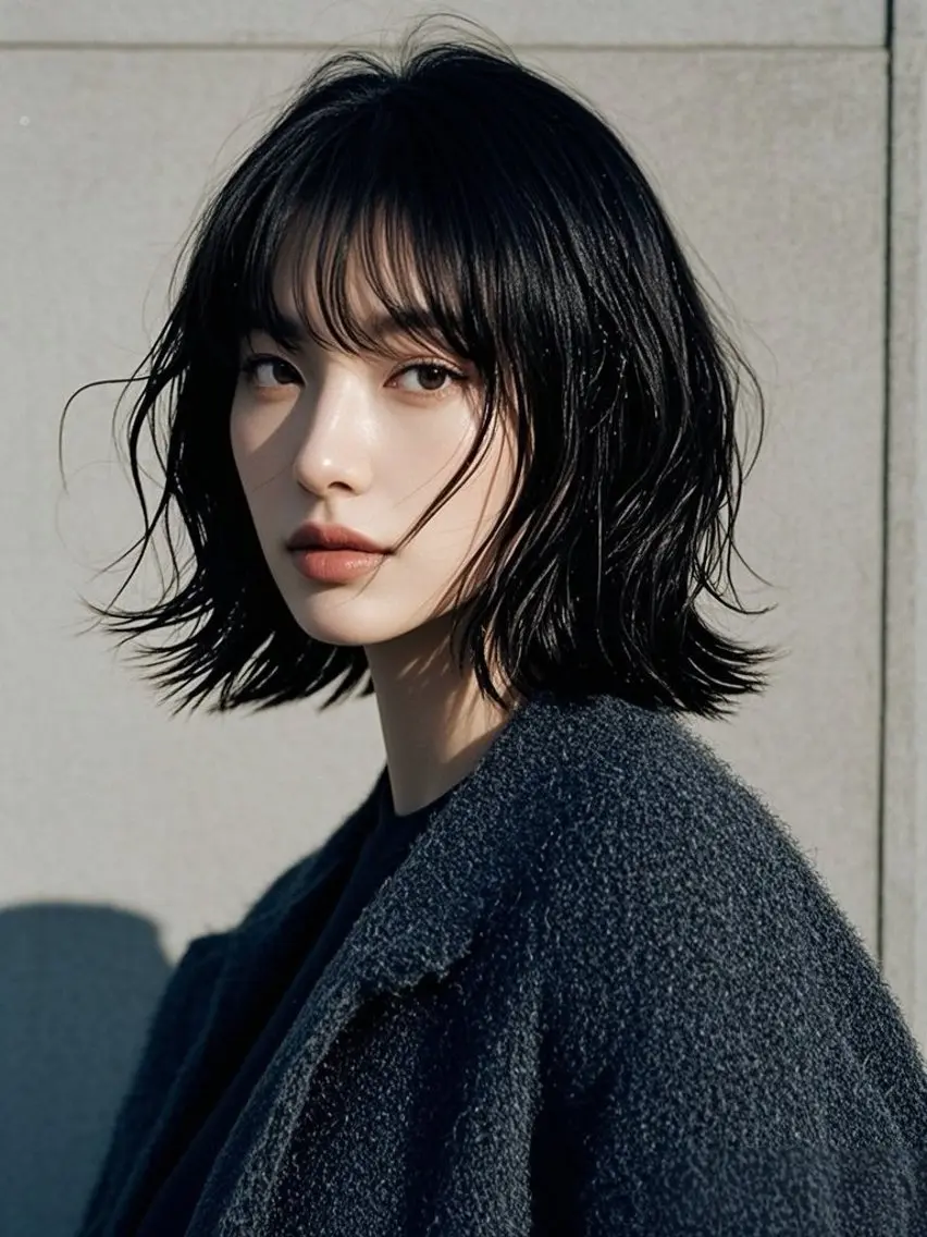 ミディアム ショートボブ ミディアムレイヤー ミディアムパーマ アッシュ ボブ カット ヘアカラー トリートメント ウルフカット 811 大阪梅田 ウルフのヘアスタイル