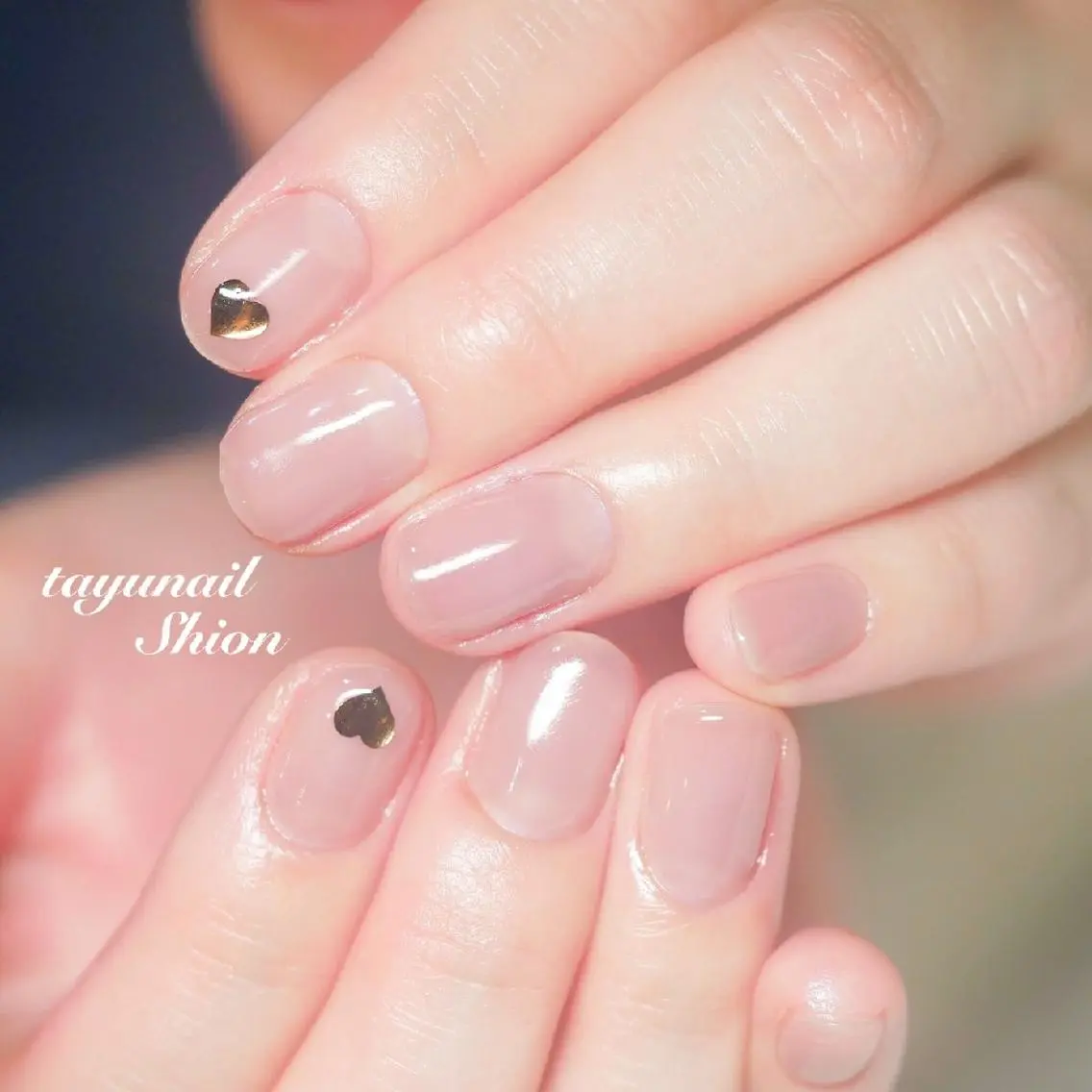 ネイル ブルー ジェルネイル ハート パラジェル バレンタイン ネイルサロン 【たゆnail】のネイルデザイン