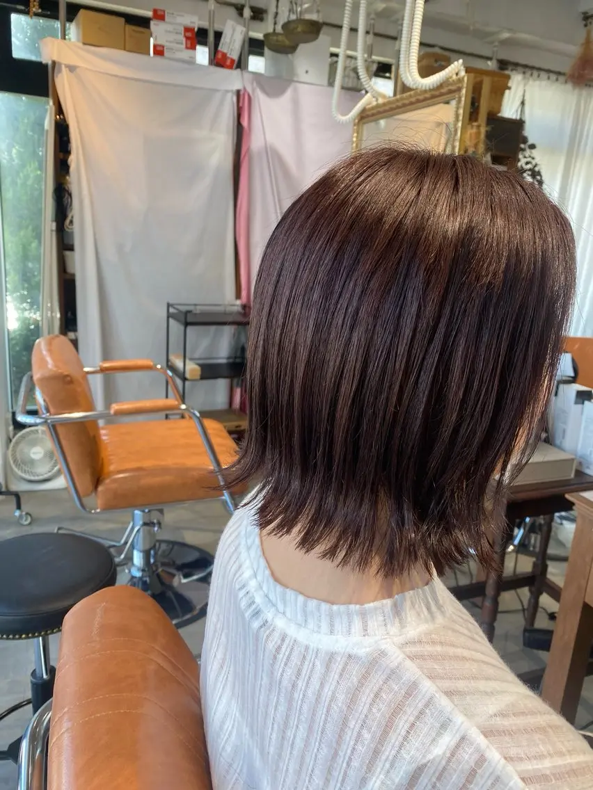 ミディアム カラー ベージュカラー ピンクカラー ピンクベージュ ボブ 立和名 泉のヘアスタイル
