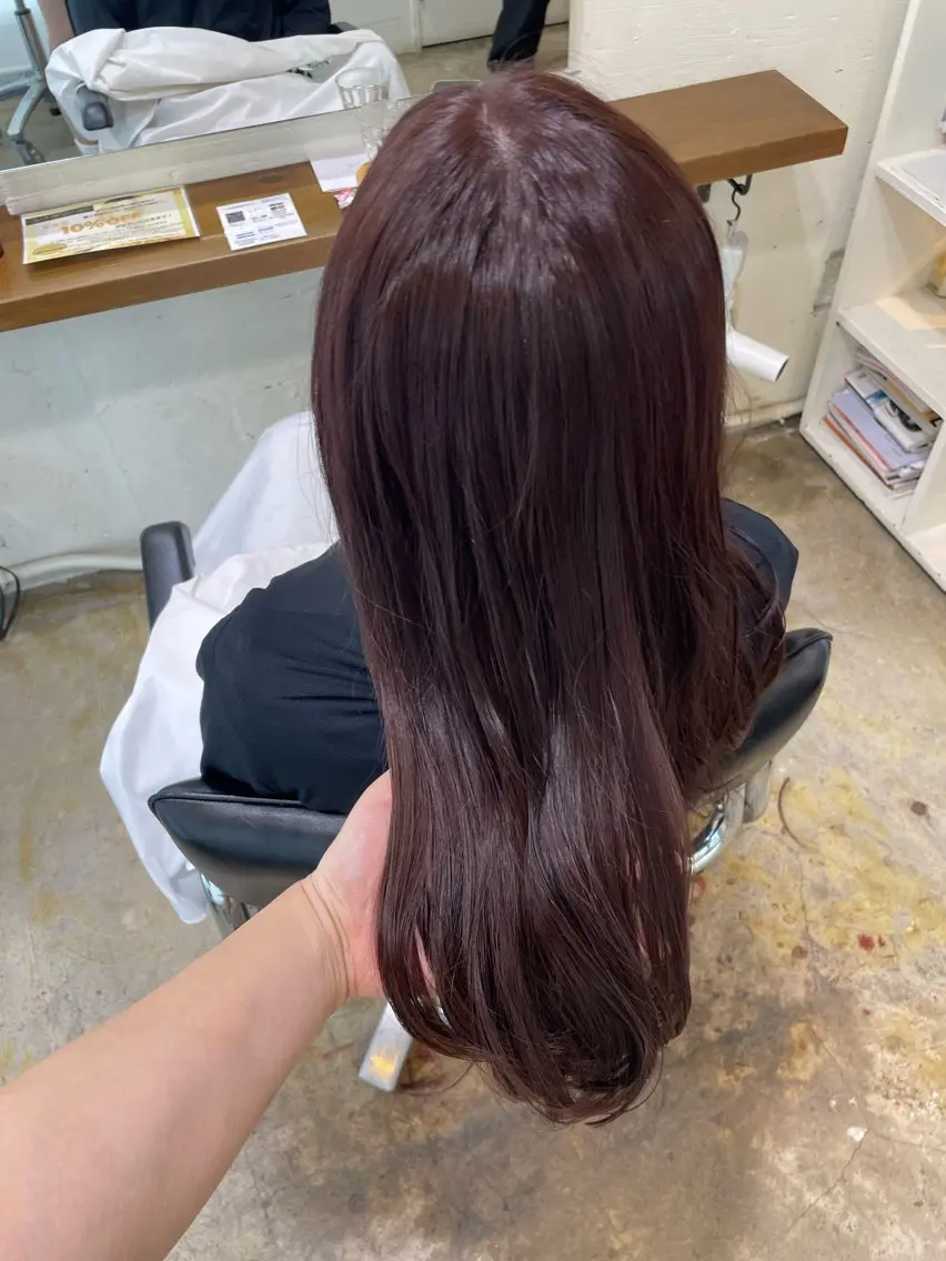 セミロング カラー ラベンダーカラー ラベンダーピンク ピンクカラー MIOベージュカラー 柔らかいカラーのヘアスタイル