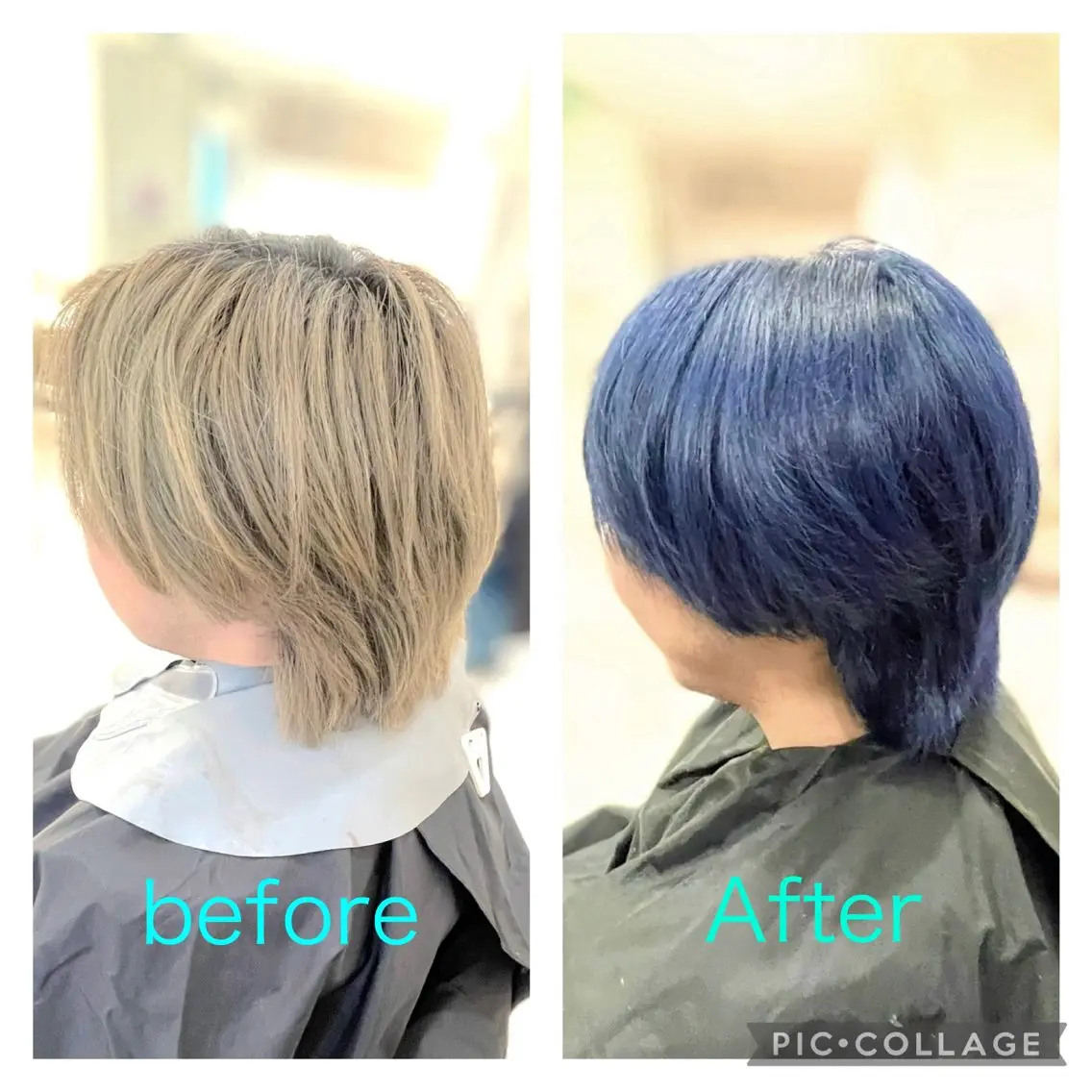 カラー ブリーチ ネイビーカラー 川瀬 夢来のヘアスタイル