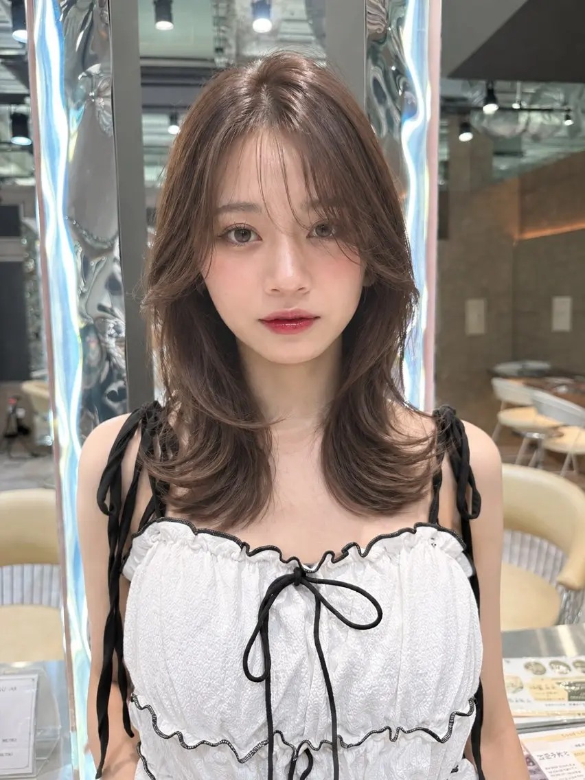 ミディアム カット ヘアカラー トリートメント ミディアム/ショート 縮毛/レイヤー/小原のヘアスタイル