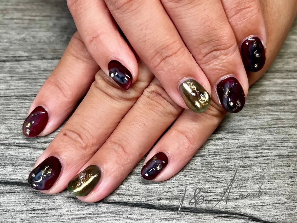 ネイル ジェルネイル ニュアンスネイル スカルプネイル ショートネイル 冬ネイル T&A nailのネイルデザイン