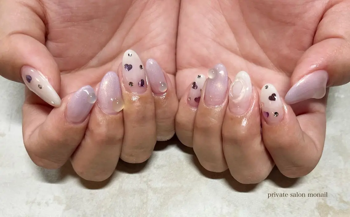 ネイル グラデーション ホワイト ハンドネイル nail salon monailのネイルデザイン
