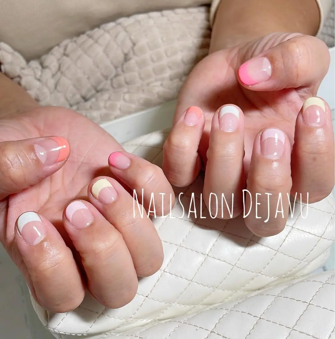 ネイル アートネイル フレンチネイル 春ネイル ハンドネイル Nail salon Dejavu 🌿のネイルデザイン