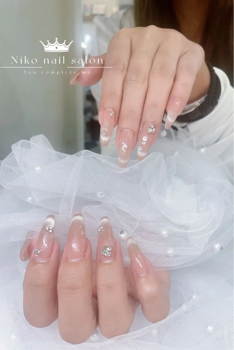 ネイル チークネイル 長さ出し フラッシュネイル フットネイル フレンチネイル Nikoネイルサロン 上野店のネイルデザイン