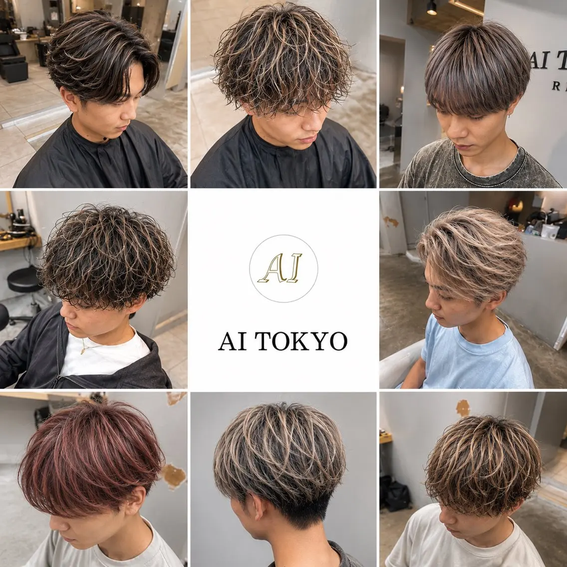 カラー メンズ センターパート メンズハイライト マッシュ メンズパーマ ハイライトカラー ヘアカラー AITOKYO たけし／メンズのヘアスタイル