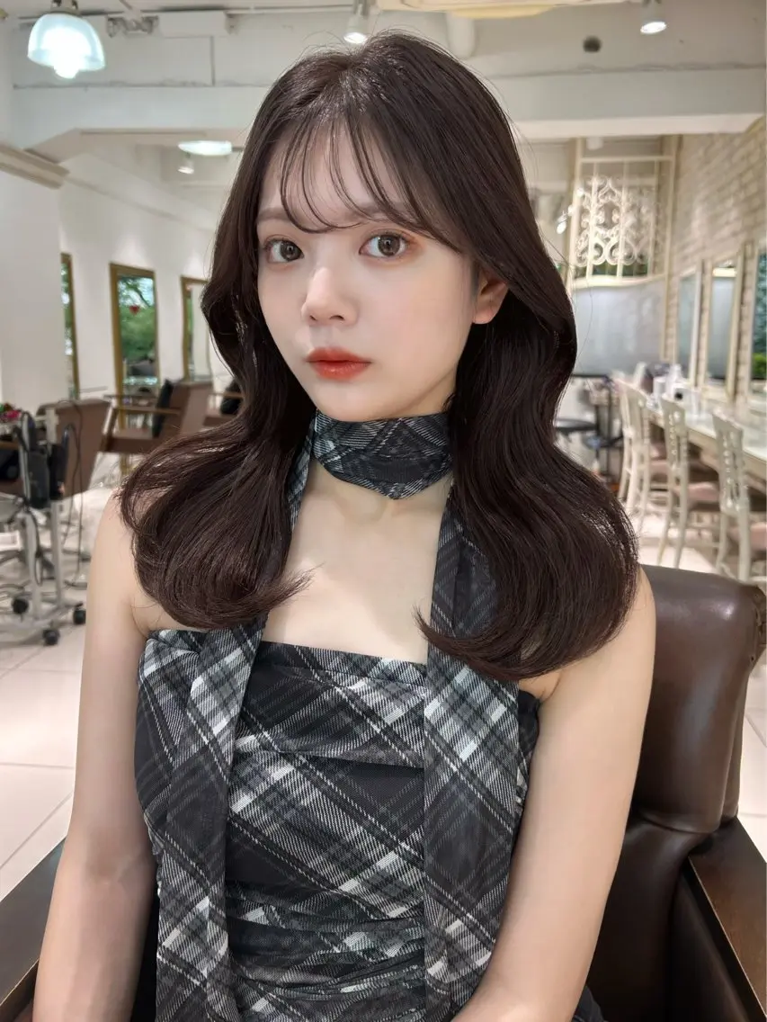 セミロング カラー 🤎韓国ヘア ベージュ まゆか🤎のヘアスタイル