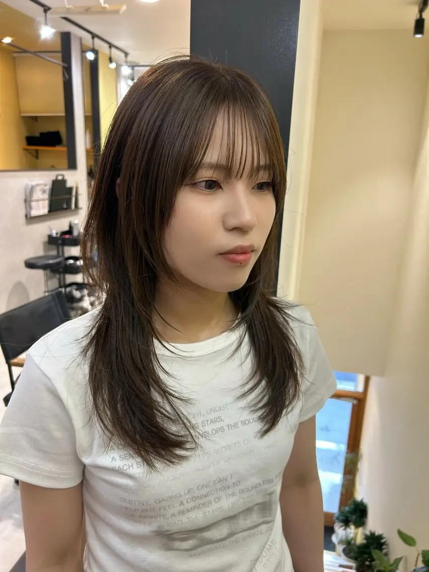 ロング カラー ハッシュカット 韓国風ヘア カット ヘアカラー トリートメント hub hair レイヤー/透明感のヘアスタイル