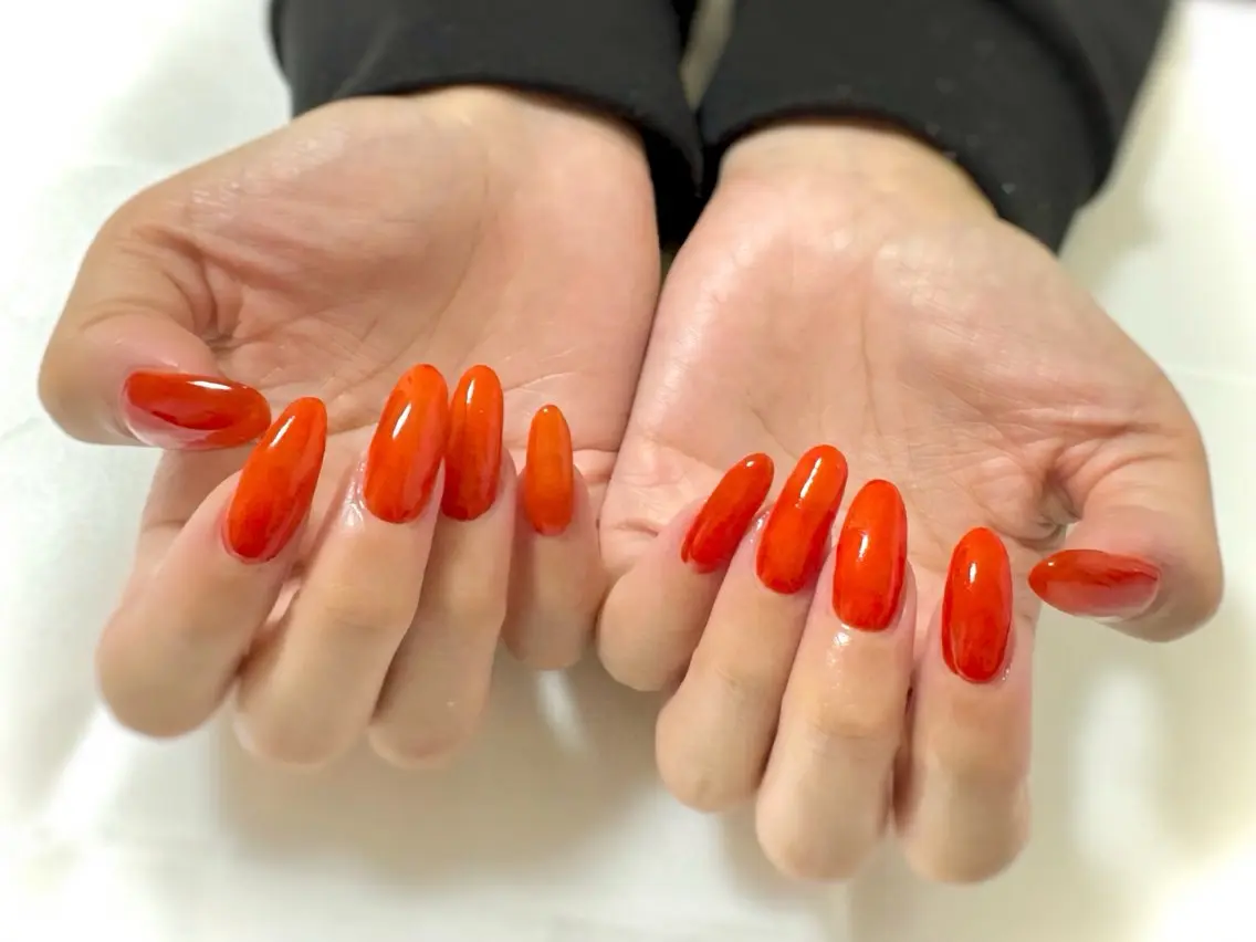 ネイル オレンジ ハンドネイル Nail salon Cielel⟡Ayaのネイルデザイン