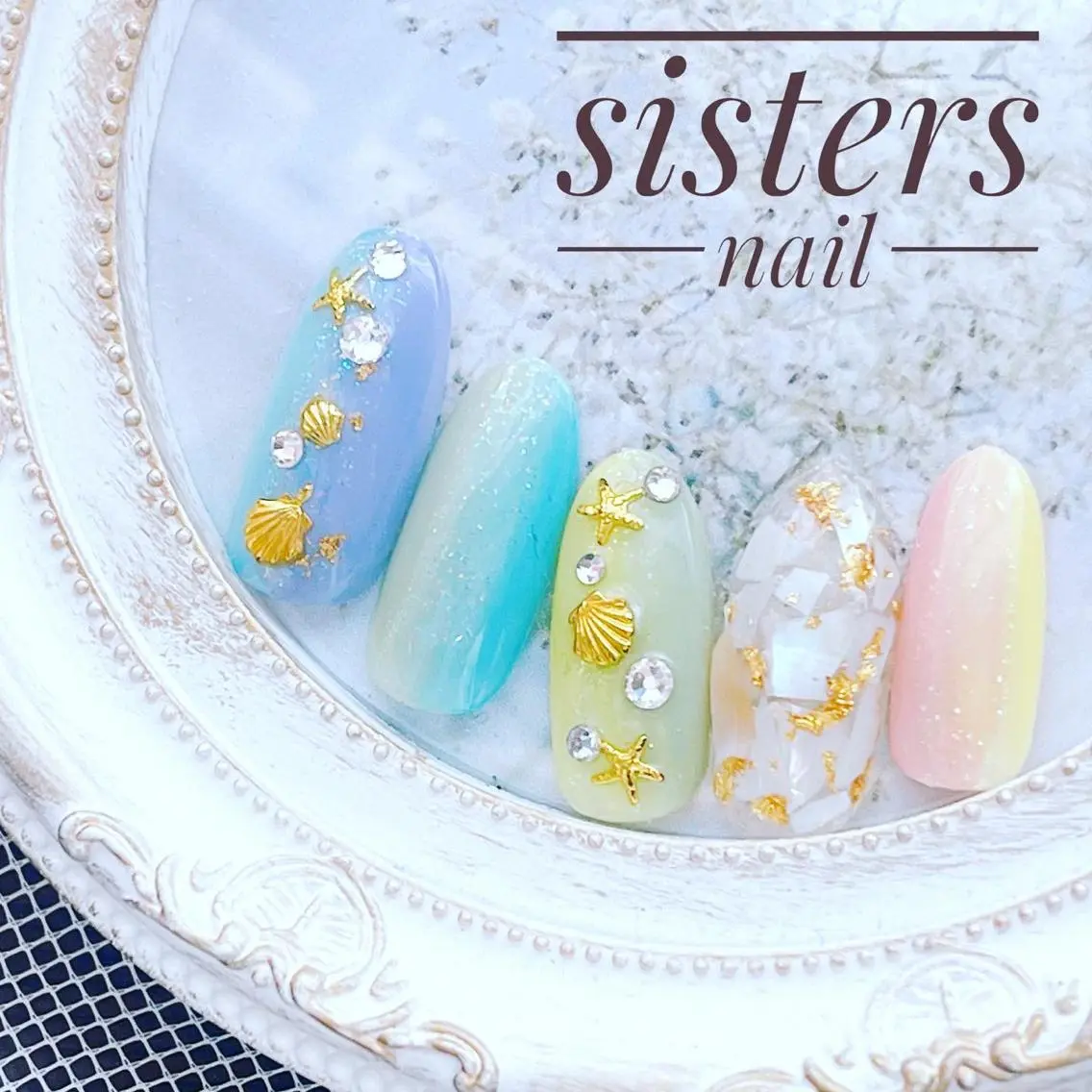 ネイル アートネイル グラデーション ラメ(グリッター) 夏ネイル ハンドネイル ハンドケア sisters nail.fのネイルデザイン