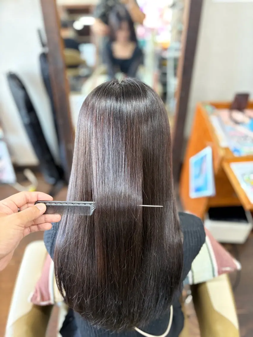 ロング カラー 縮毛矯正 トリートメント 生駒のパーマ達人 FEELけんけんのヘアスタイル