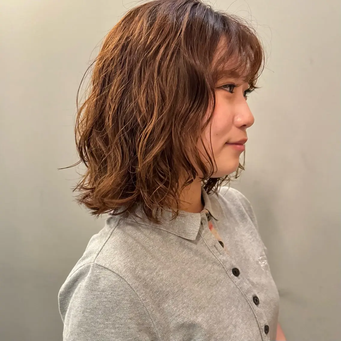 ミディアム カラー パーマ カット パーマ トリートメント 🌿レイヤーボブ/パ ーマ🌿 木梨健太のヘアスタイル