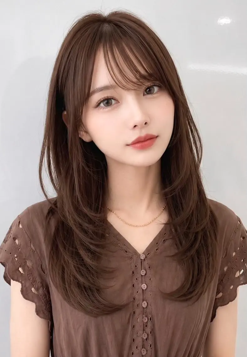 ロング カラー パーマ ベージュカラー 透明感カラー レイヤーカット 小顔カット 縮毛矯正 Director山村 実和子のヘアスタイル