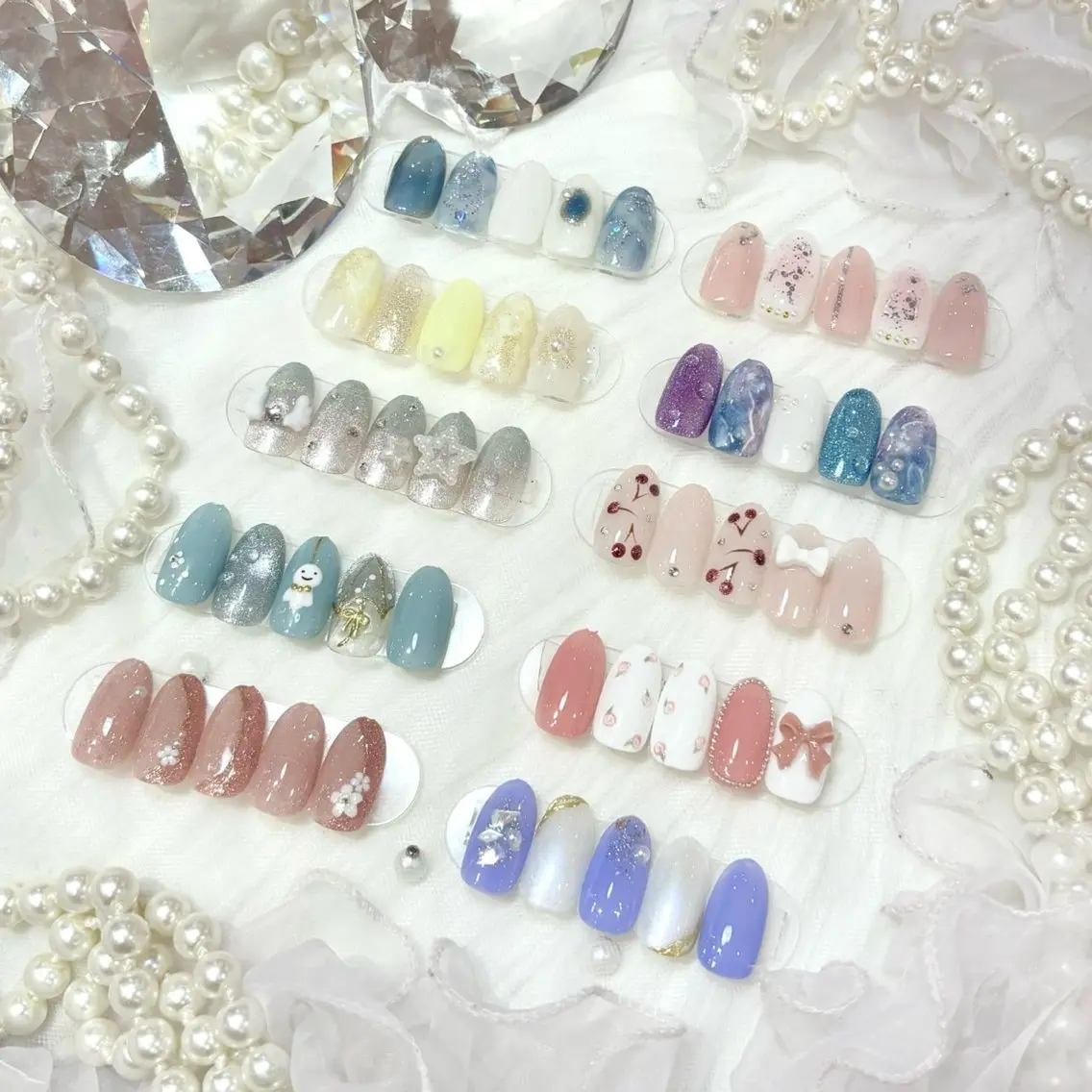 ネイル ブルー ラメ(グリッター) ニュアンスネイル ハンドネイル WISTERIA midoriのネイルデザイン