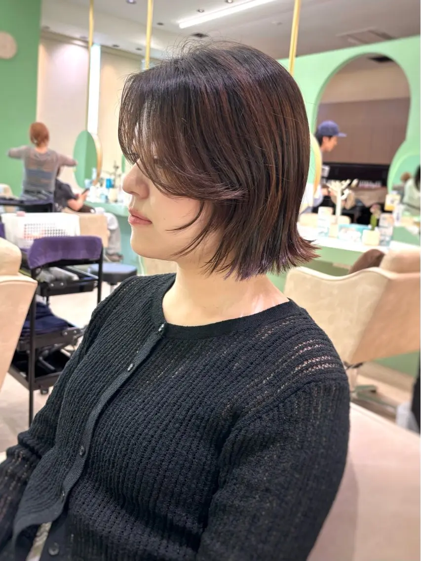 ミディアム カット ヘアカラー トリートメント ボブレイヤー/ 西宮北口/みなみのヘアスタイル