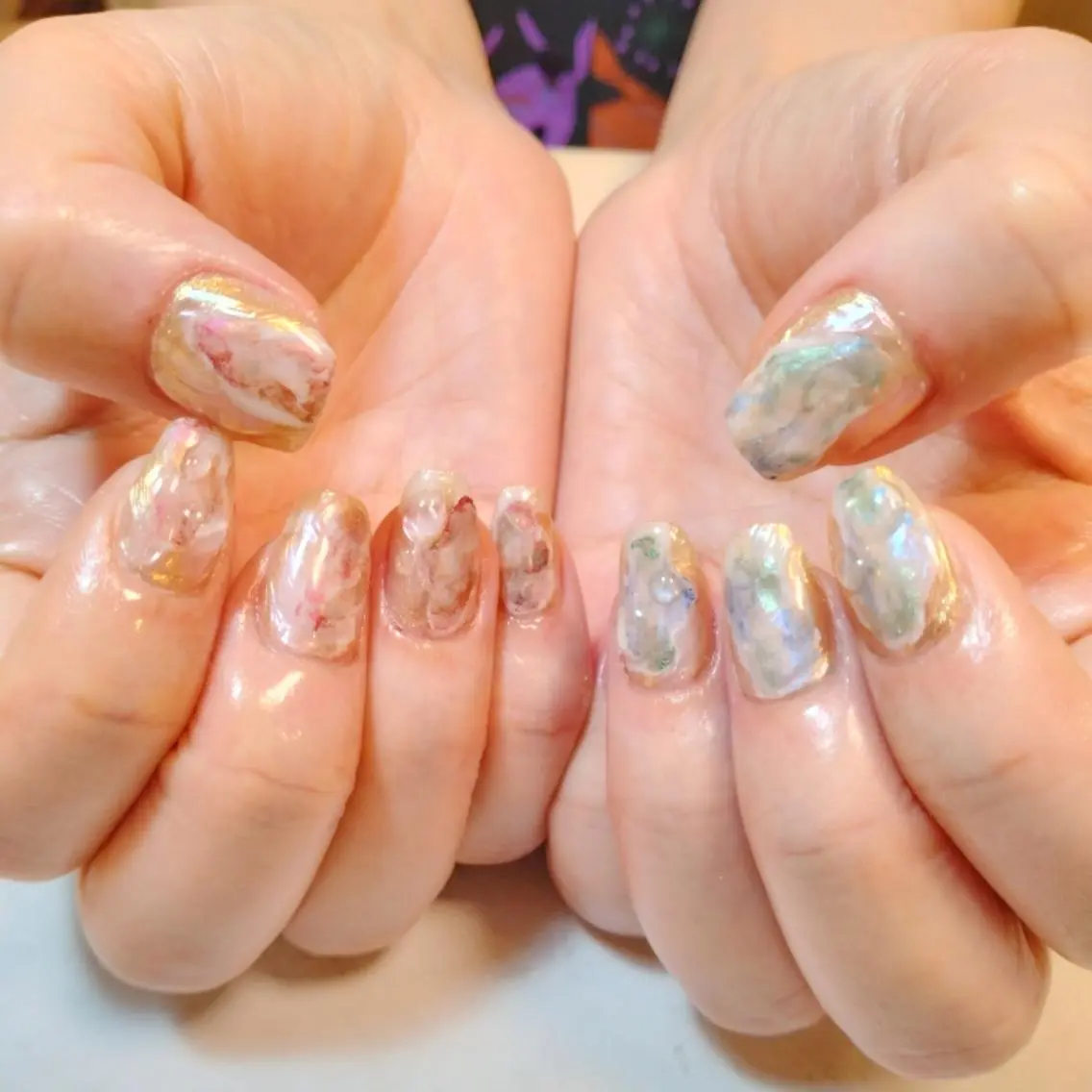 ネイル ジェルネイル キラキラネイル ミラーネイル ニュアンスネイル パラジェル ハンドネイル Nailsalon manoのネイルデザイン