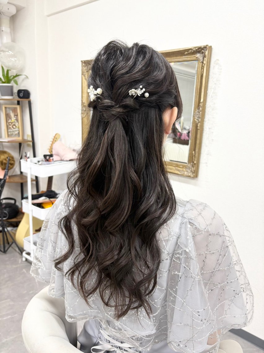 ヘアアレンジ ハーフアップ 結婚式・ブライダル ヘアセット ヘアサロン ミカヅキのヘアスタイル
