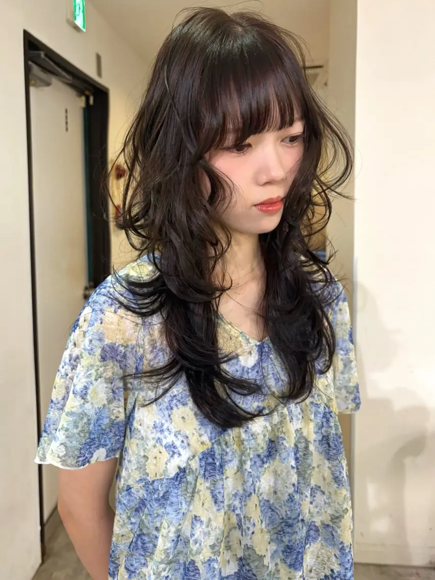 ロング カラー カット ヘアカラー mizuki/ピンク ベージュ.レイヤーのヘアスタイル