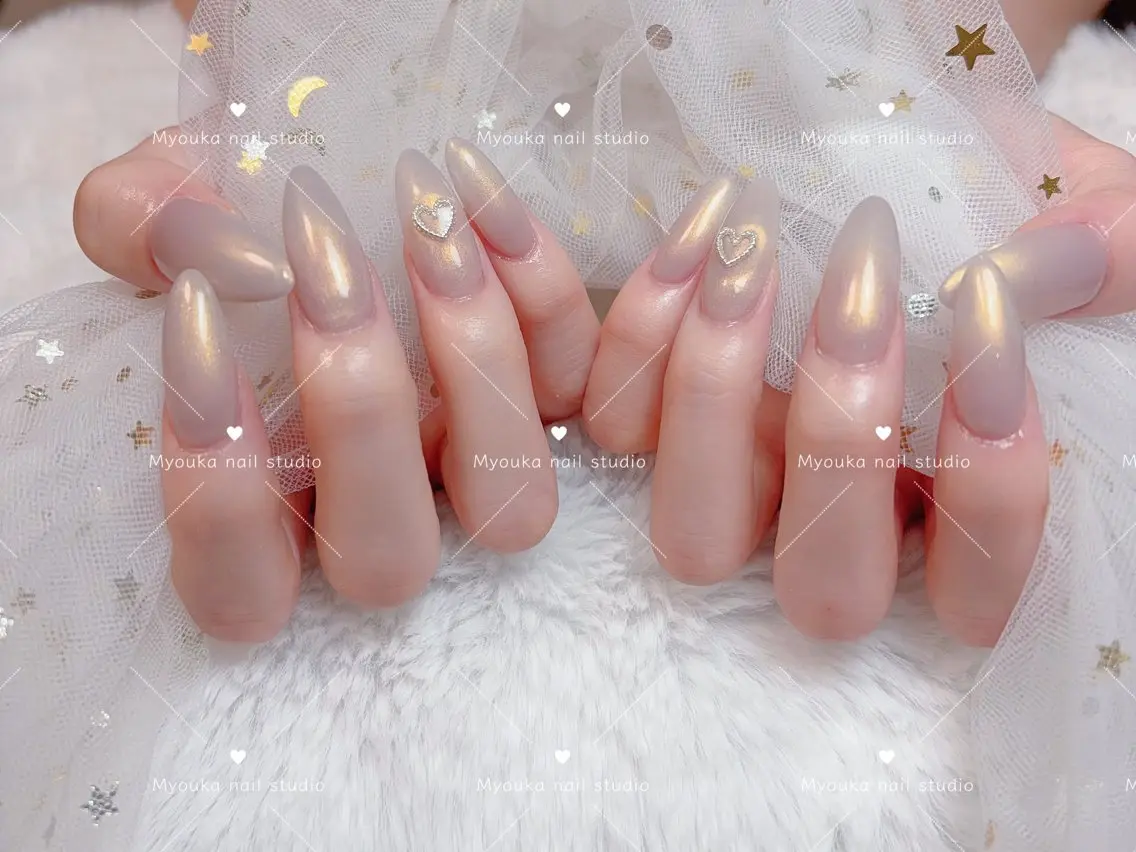 ネイル チークネイル 長さ出し フットネイル ジェルネイル グラデーション ハンドネイル ハンドケア Myouka 板橋区大山駅前店のネイルデザイン