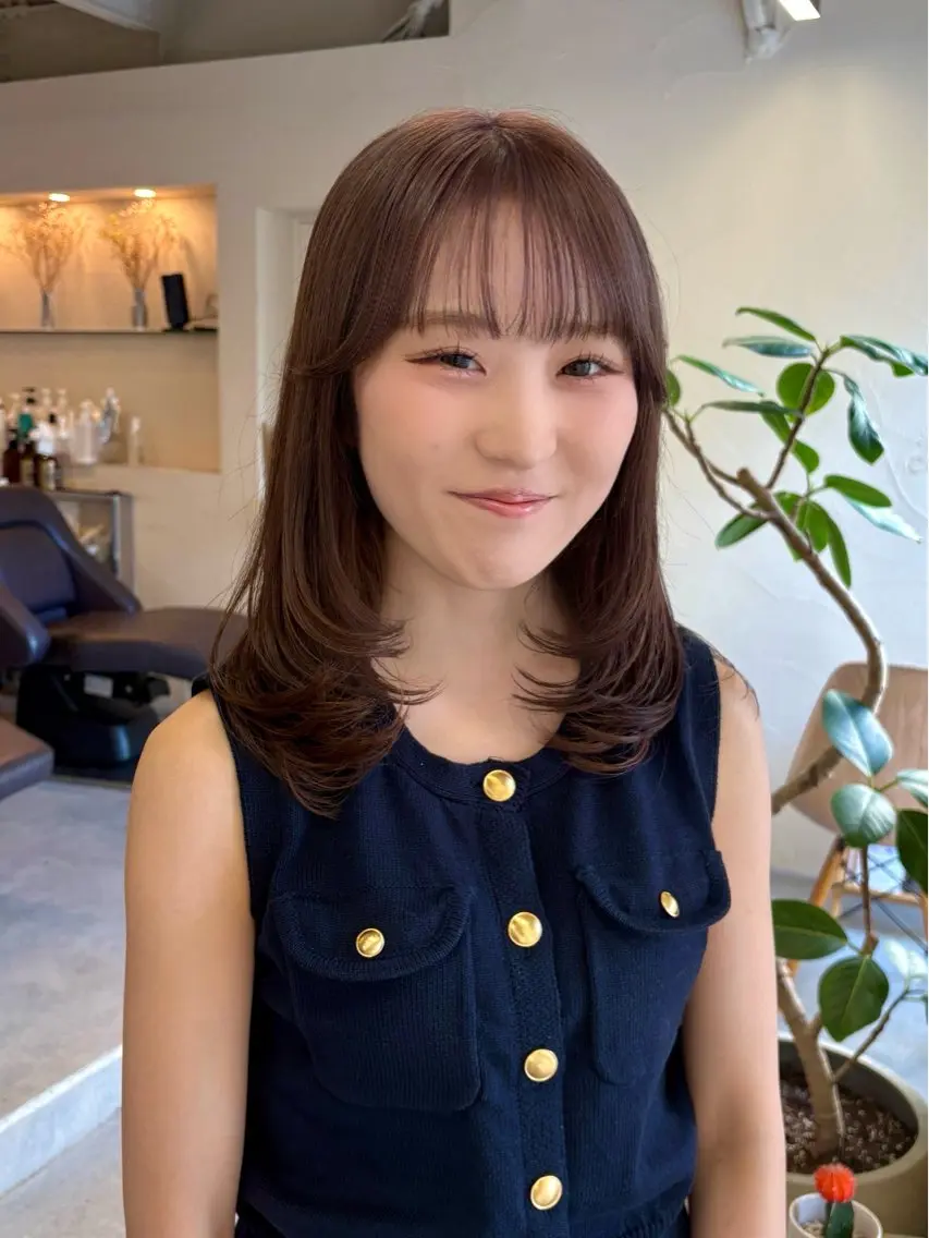 セミロング カラー ベージュカラー ラベンダーカラー ラベンダーベージュ 韓国風ヘア レイヤーカット カット ヘアカラー トリートメント ヘアセット 💎韓国風レイヤー /ボブ💎Namiのヘアスタイル
