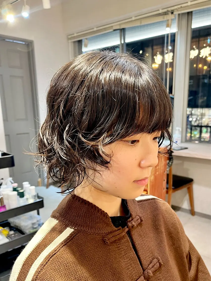 ショート パーマ カット パーマ 横浜/カットパーマ モデル/佐藤桃香のヘアスタイル