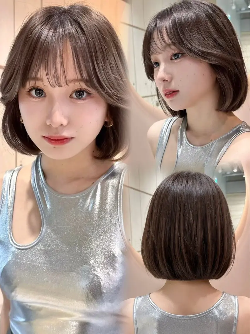 ショート カラー 切りっぱなしボブ ボブ くびれヘア ハッシュカット タンバルモリ カット ヘアカラー トリートメント 柏崎颯刀 ボブ縮毛 ミディアムレイヤーのヘアスタイル
