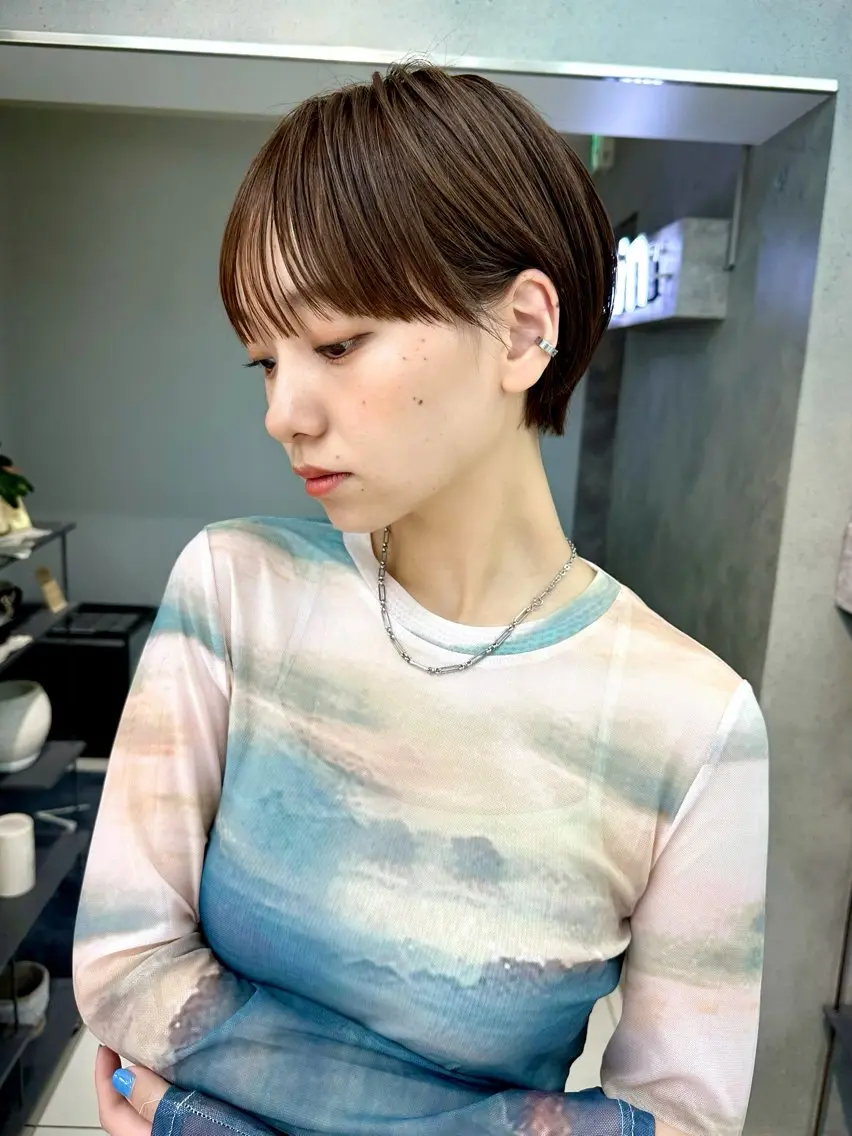 🌿艶々小顔🌿似合わせカット+イルミナカラー+極潤TR（丸みショート/ボブ/くびれショート/レイヤー/マッシュウルフ）の写真