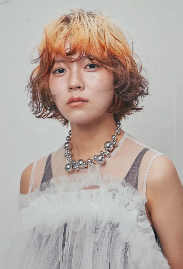 ショート カラー パーマ デザインカラー ボブ 川合 慶輔のヘアスタイル