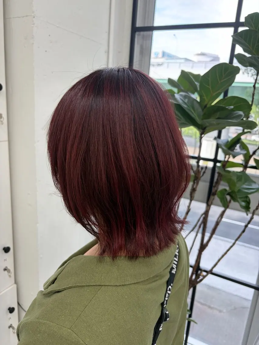 ミディアム カラー ボルドーカラー ブラウンカラー 透明感カラー レッドカラー カット ヘアカラー 🍊あすか🍊 JILLSTUDIOのヘアスタイル