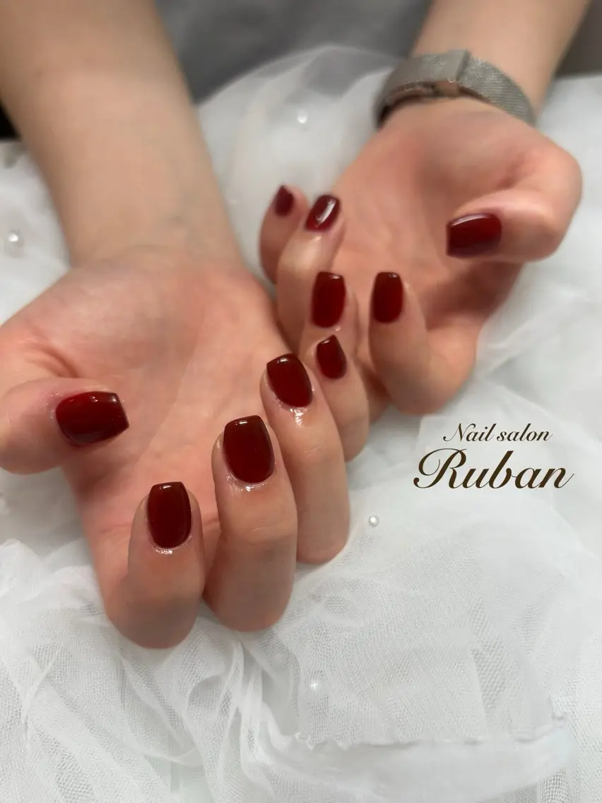 ネイル ボルドー ワンカラーネイル Nail salon Rubanのネイルデザイン