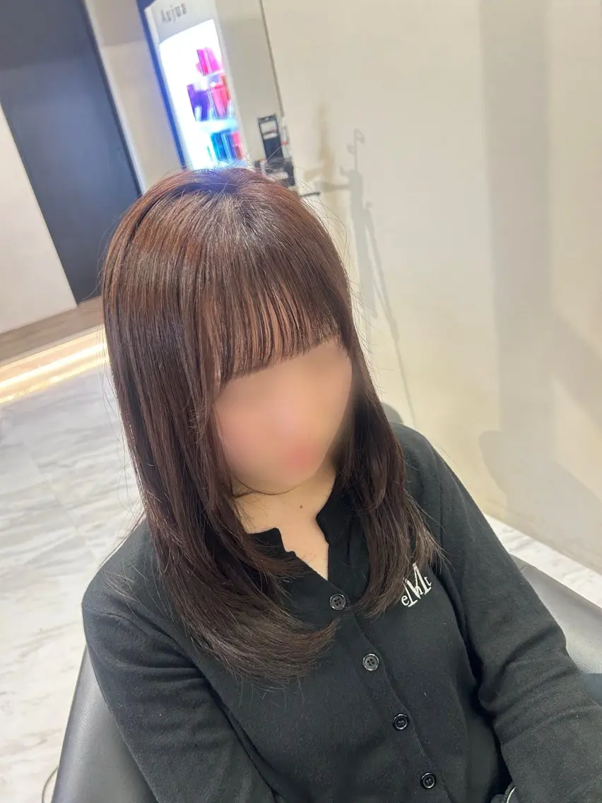 ミディアム カット ヘアカラー 骨格/顔型/伏見/ 佐藤 里菜のヘアスタイル