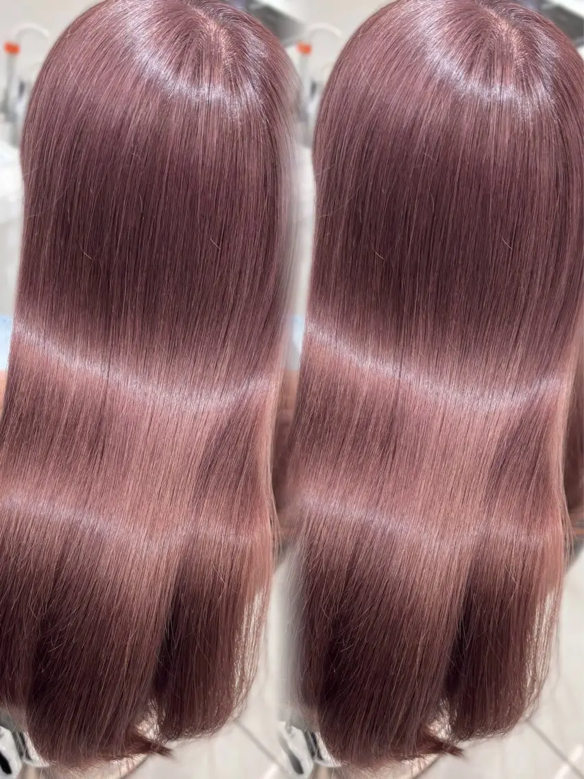 ロング カラー ブリーチ グレージュ ハイトーンカラー ピンクカラー 顔周りカット カット ヘアカラー トリートメント 盛れる顔周り🤍渋谷 Risa🎀のヘアスタイル